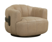 Sunpan 111080 - Tadeo Swivel Armchair - Dark Brown - Sahara Sand Leather